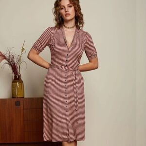 King Louie Lola Callaloo Dress Red M Retro Mod Stretchy